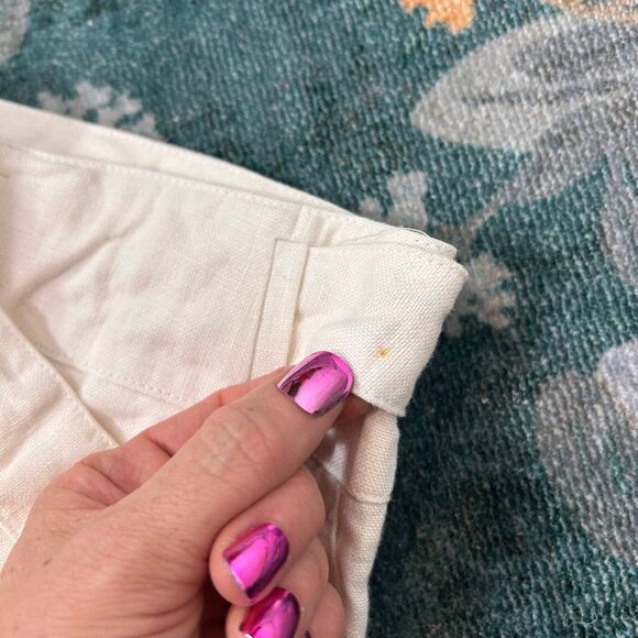 Talbots Pants Womens 14 Petite White Irish Linen Wide Leg Tie Cropped Culottes - Picture 8 of 14